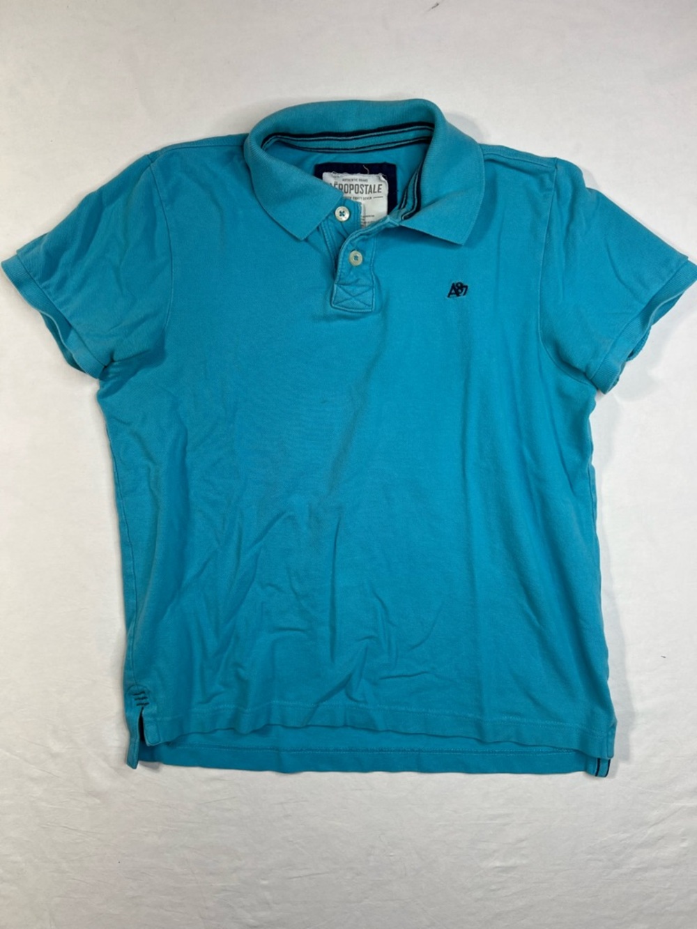 Aeropostale Shirt Mens L Blue Short Sleeve Polo Solid Golf Preppy